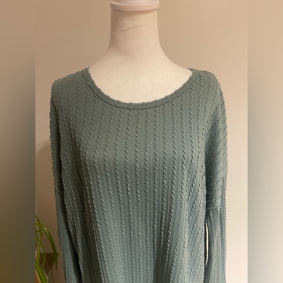 Ekouaer XXL Mint Green Textured Knit Tunic, Oversized Boho Chic Pullover Top - Picture 2 of 7